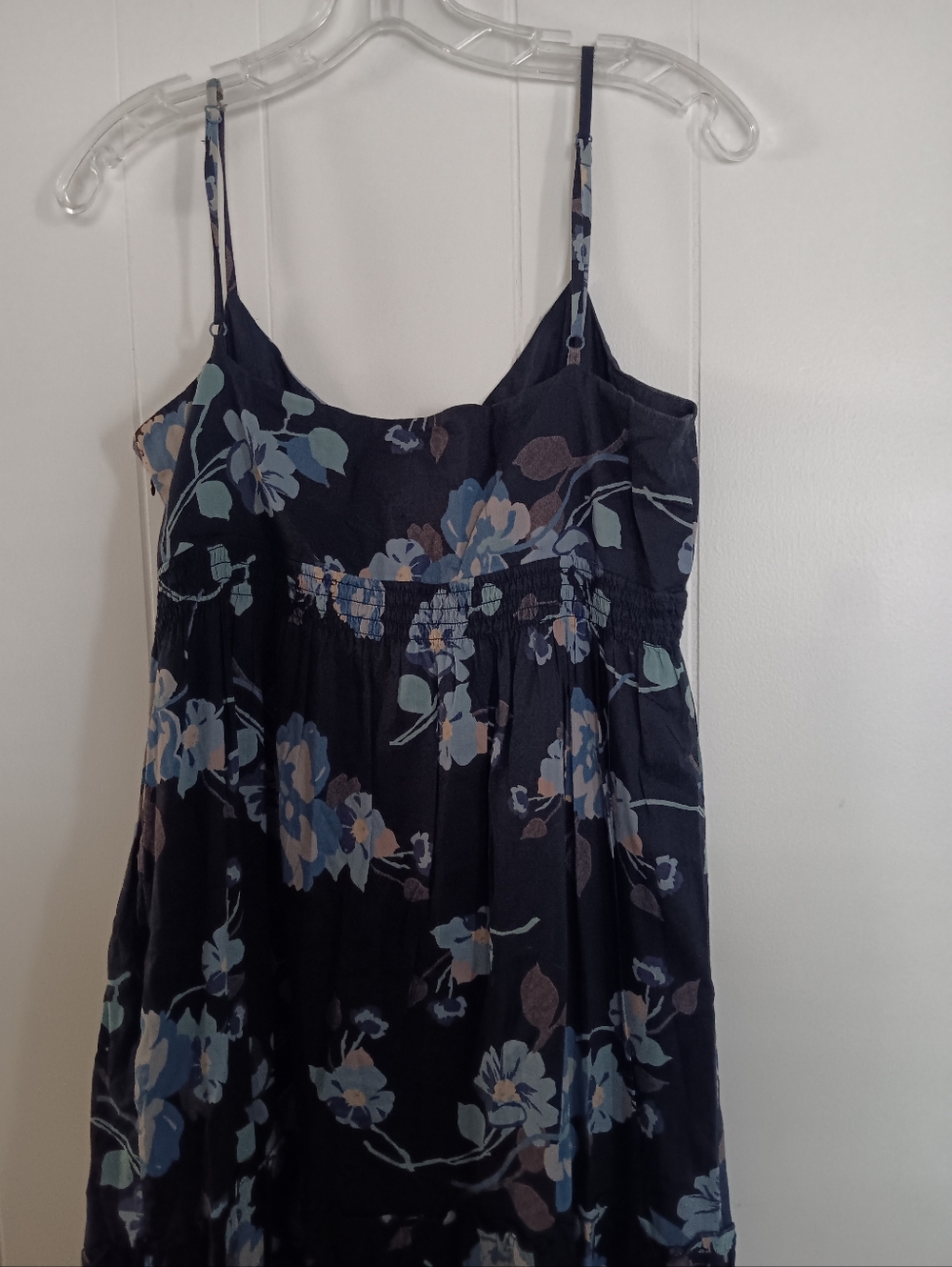 Floral Navy Blue Spaghetti Strap Women's Dress